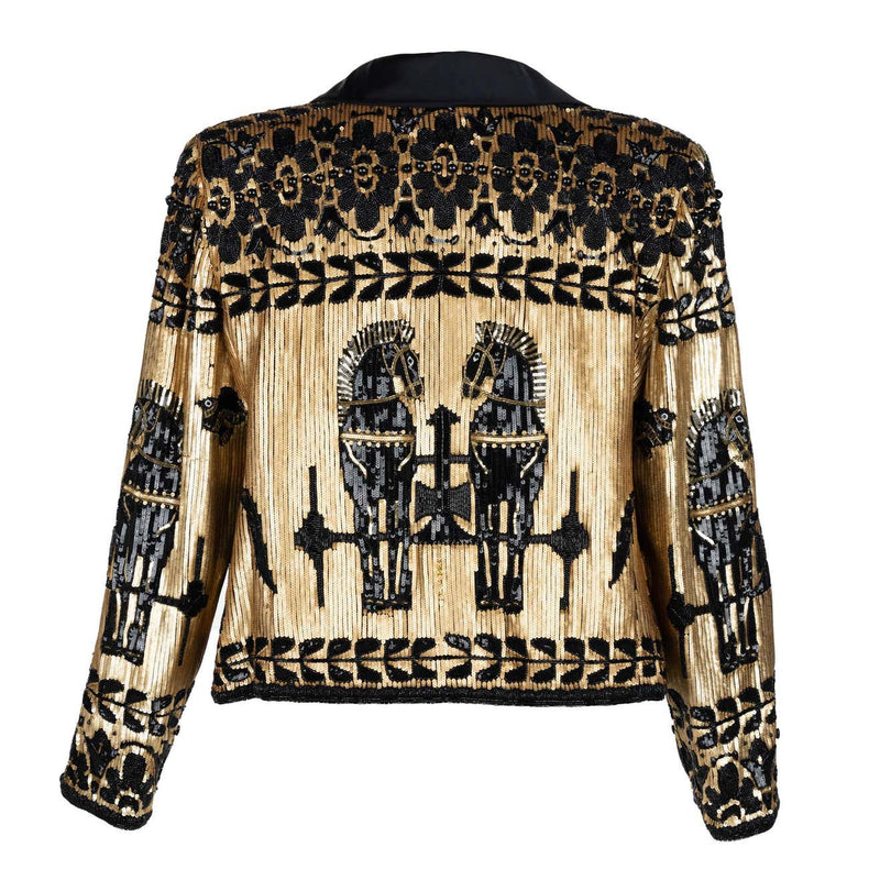 Vintage Valentino Boutique Gold Sequin & Beads Horse Jacket