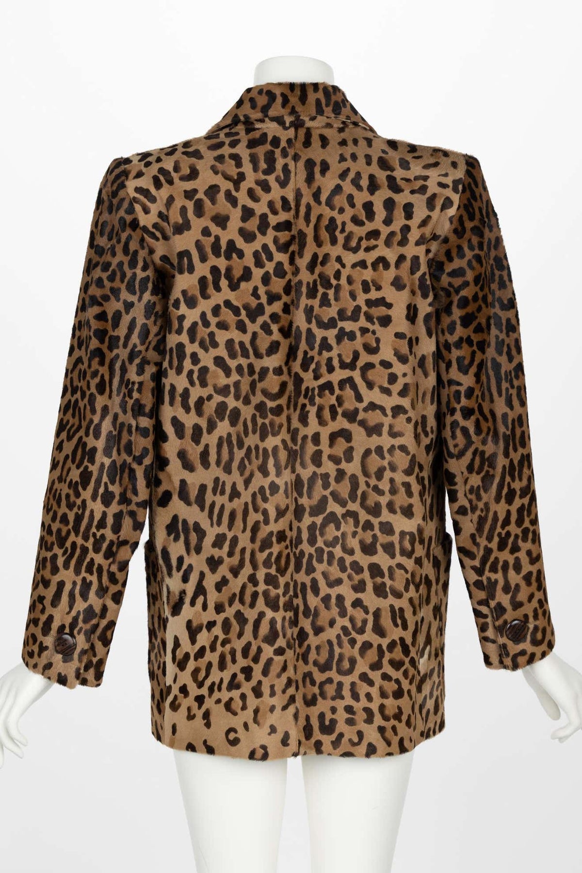 【送料&関税込】Saint Laurent Leopard Print Fringed Jacket AUTHENTIC Saint Laurent Brown Fringe Leopard Print Suede