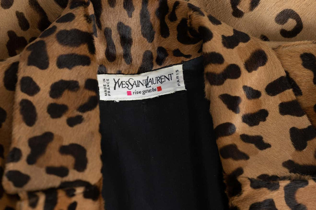 Vintage Yves Saint Laurent Leopard Print Pony Fur Blazer Jacket