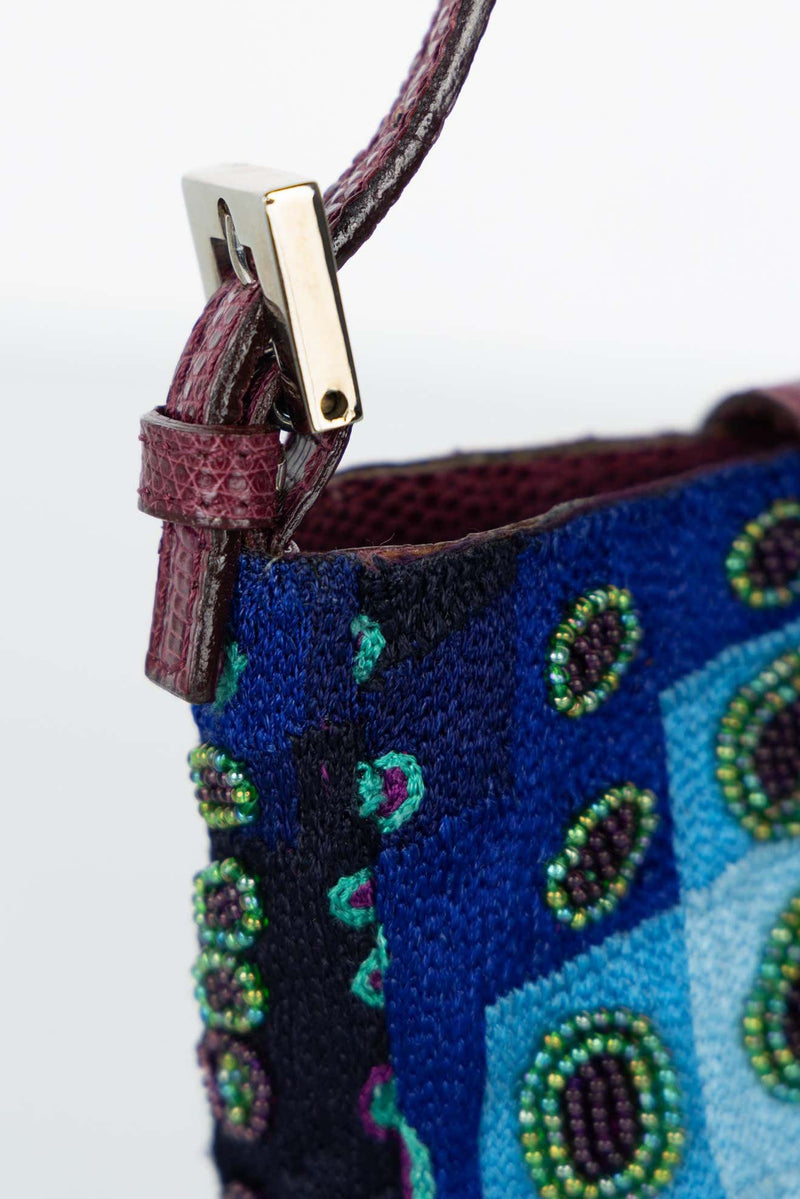 Vintage Rare Fendi Victor Vasarely Lizard Trim Mini Bag, 1990s