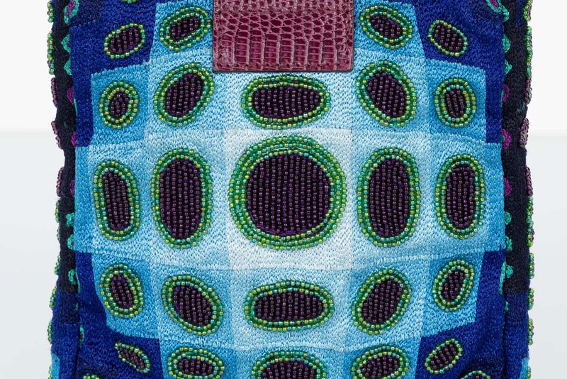 Vintage Rare Fendi Victor Vasarely Lizard Trim Mini Bag, 1990s