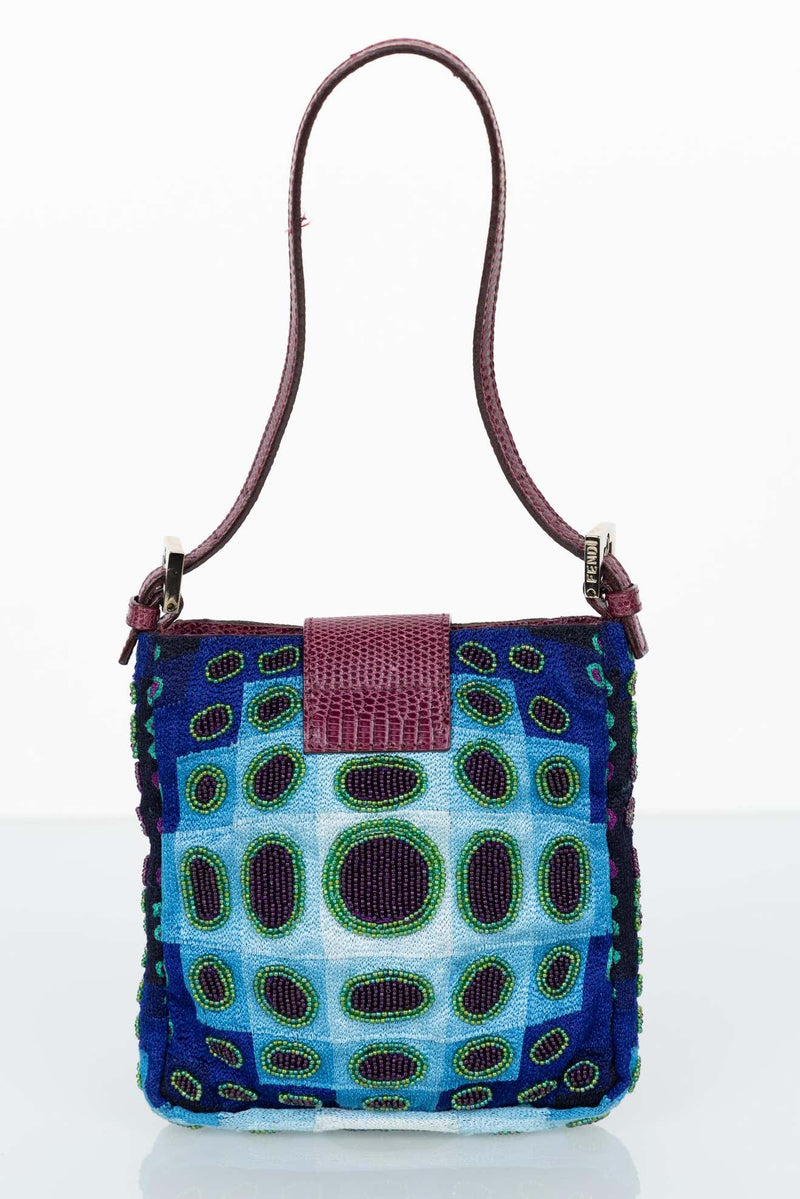 Vintage Rare Fendi Victor Vasarely Lizard Trim Mini Bag, 1990s