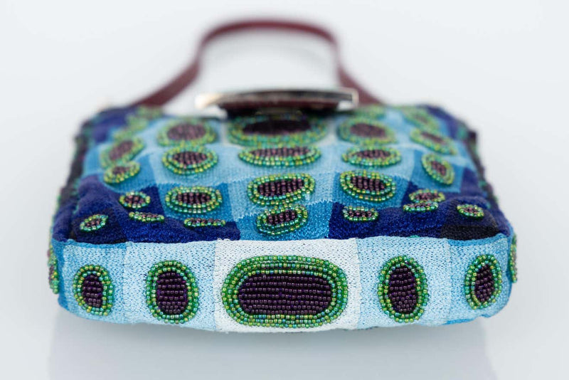 Vintage Rare Fendi Victor Vasarely Lizard Trim Mini Bag, 1990s