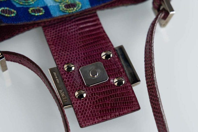 Vintage Rare Fendi Victor Vasarely Lizard Trim Mini Bag, 1990s
