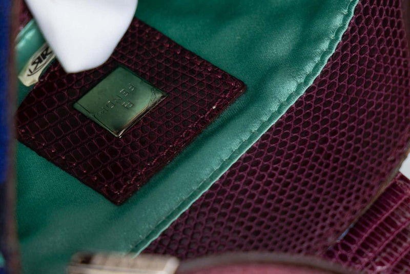 Vintage Rare Fendi Victor Vasarely Lizard Trim Mini Bag, 1990s