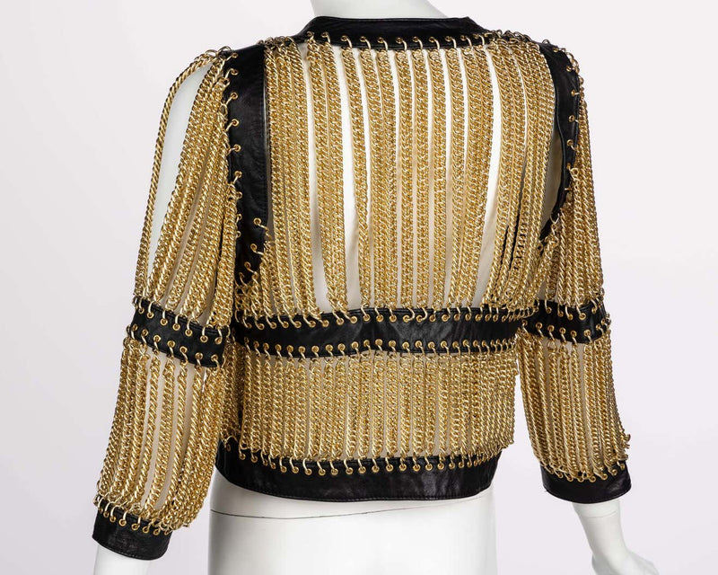 Moschino Archive Gold Chain Leather Jacket JLO Spring 2010