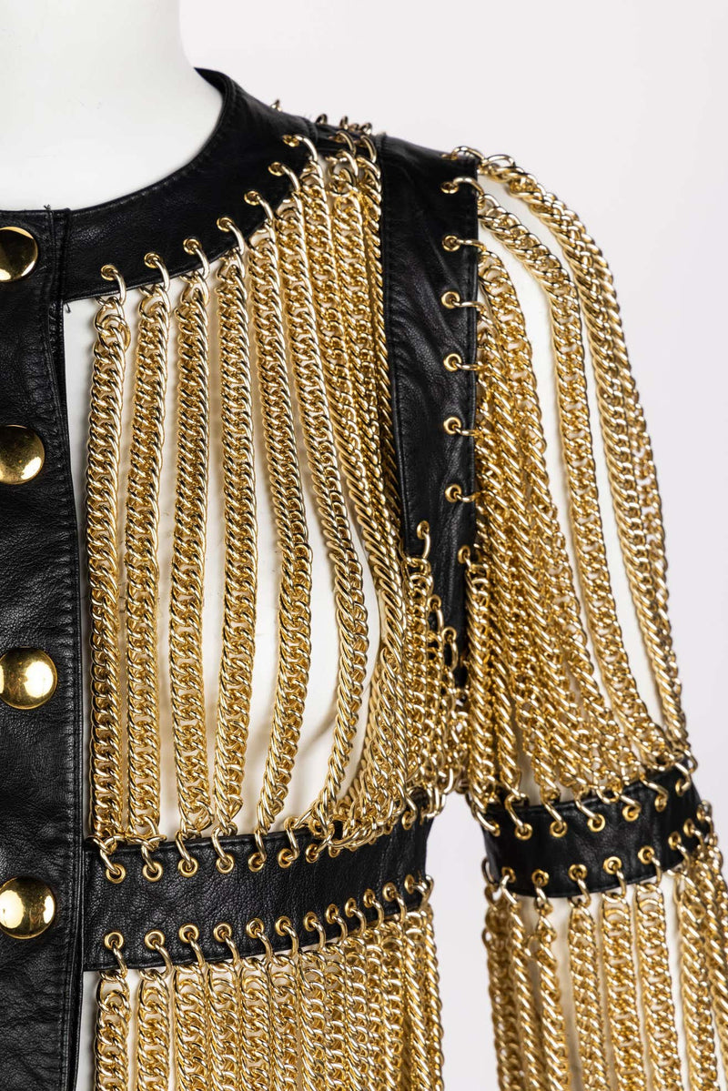 Moschino Archive Gold Chain Leather Jacket JLO Spring 2010