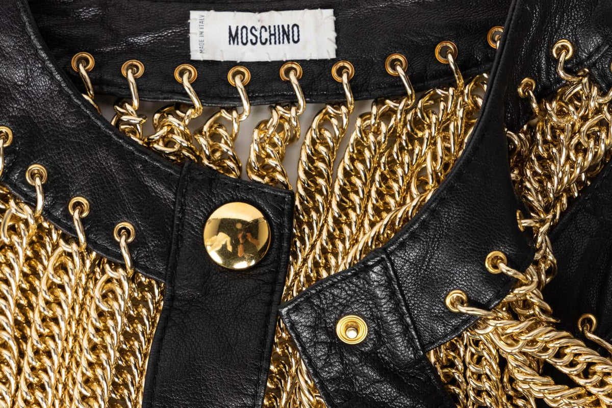 Moschino Archive Gold Chain Leather Jacket JLO Spring 2010 Basha Gold