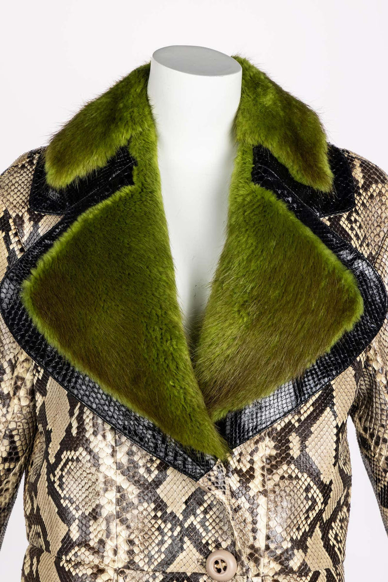 Prada Python Green Fur Coat Runway 2011