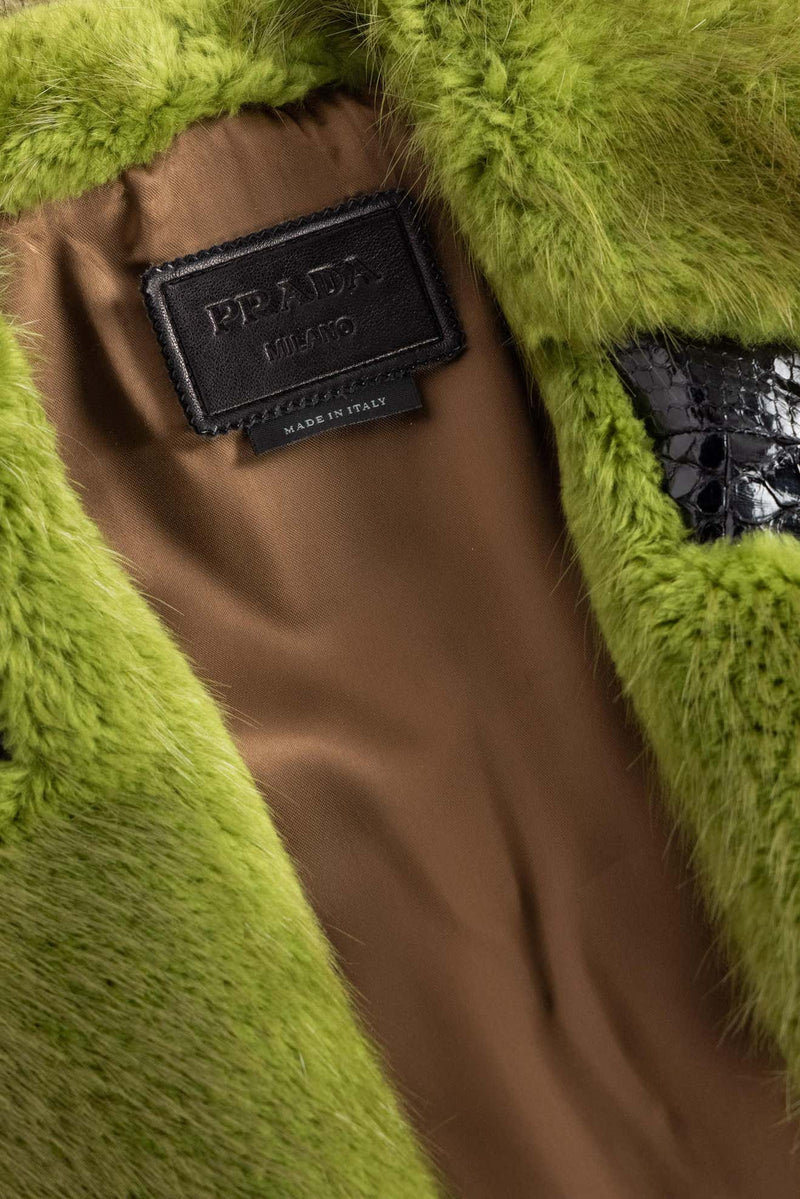 Prada Python Green Fur Coat Runway 2011