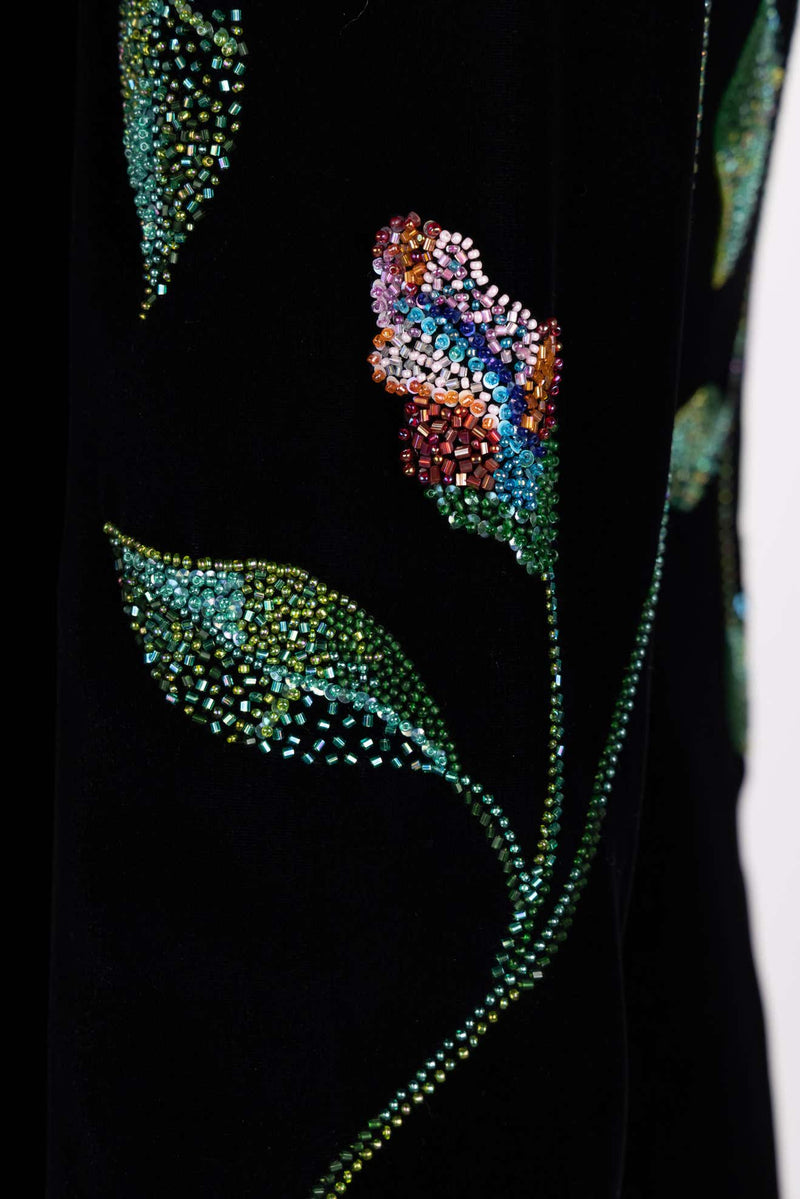 Vintage Emanuel Ungaro Black Silk Velvet Beaded Jacket, 1990s