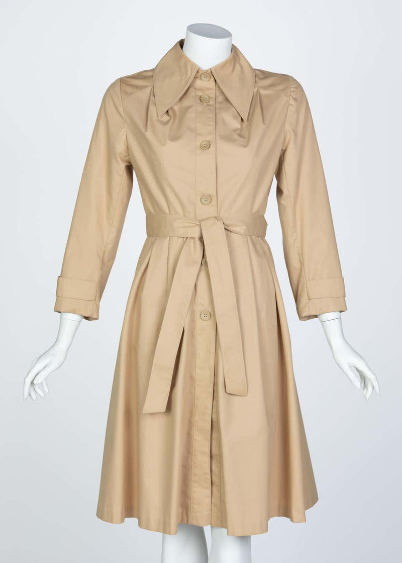 Vintage Tan Belted Cotton Trench Coat