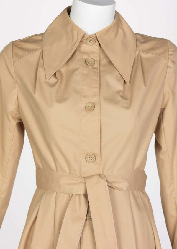 Vintage Tan Belted Cotton Trench Coat