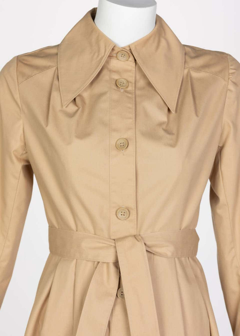 Vintage Tan Belted Cotton Trench Coat