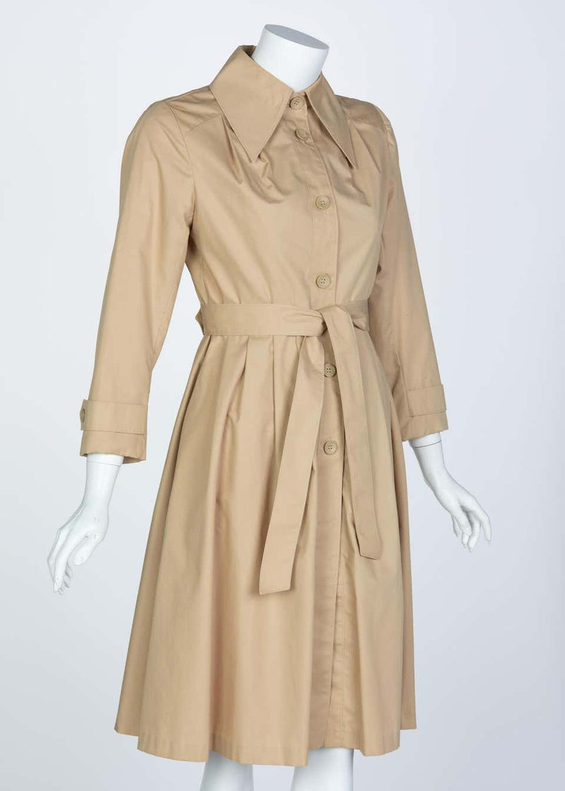 Vintage Tan Belted Cotton Trench Coat