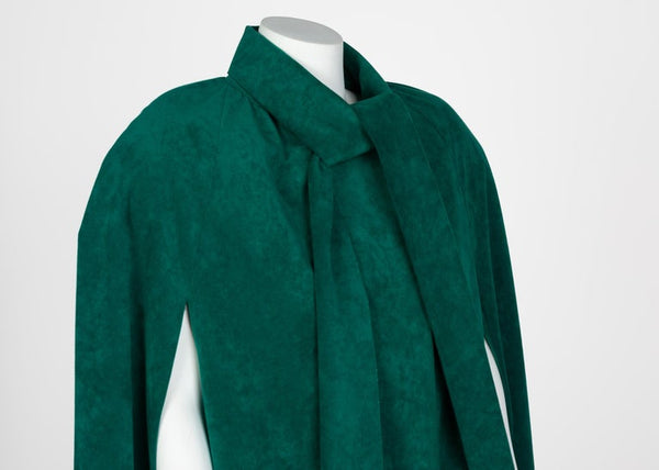 Vintage Emerald Green Ultrasuede Halston Style Cape, 1970s