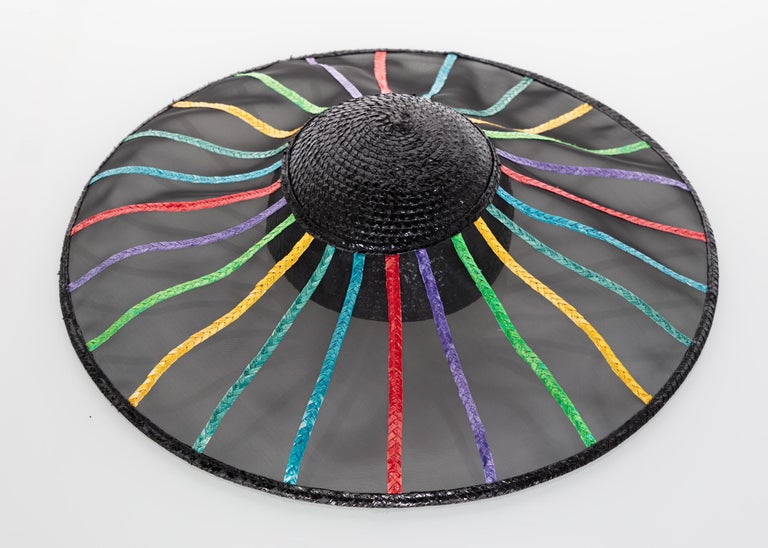 Yves Saint Laurent YSL Couture Collectors Black Rainbow Hat, 1980s
