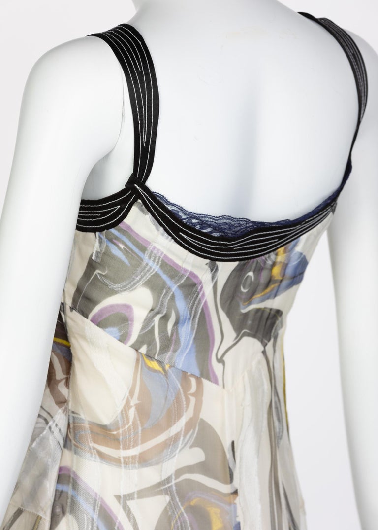 Nina Ricci Sleeveless Swirl Print Silk Maxi Dress