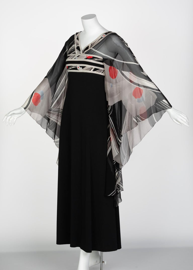 Leonard Paris Angel Sleeve Caftan Dress, 1970s