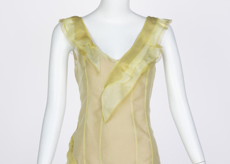 Nina Ricci Yellow Silk Organza Sleeveless Evening Dress, 2009