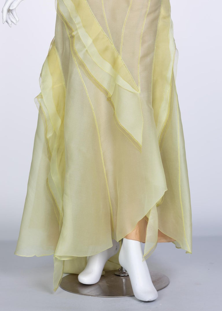 Nina Ricci Yellow Silk Organza Sleeveless Evening Dress, 2009