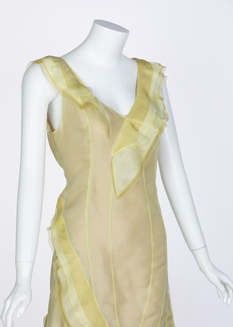 Nina Ricci Yellow Silk Organza Sleeveless Evening Dress, 2009