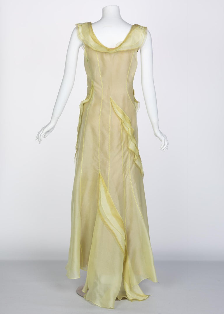 Nina Ricci Yellow Silk Organza Sleeveless Evening Dress, 2009