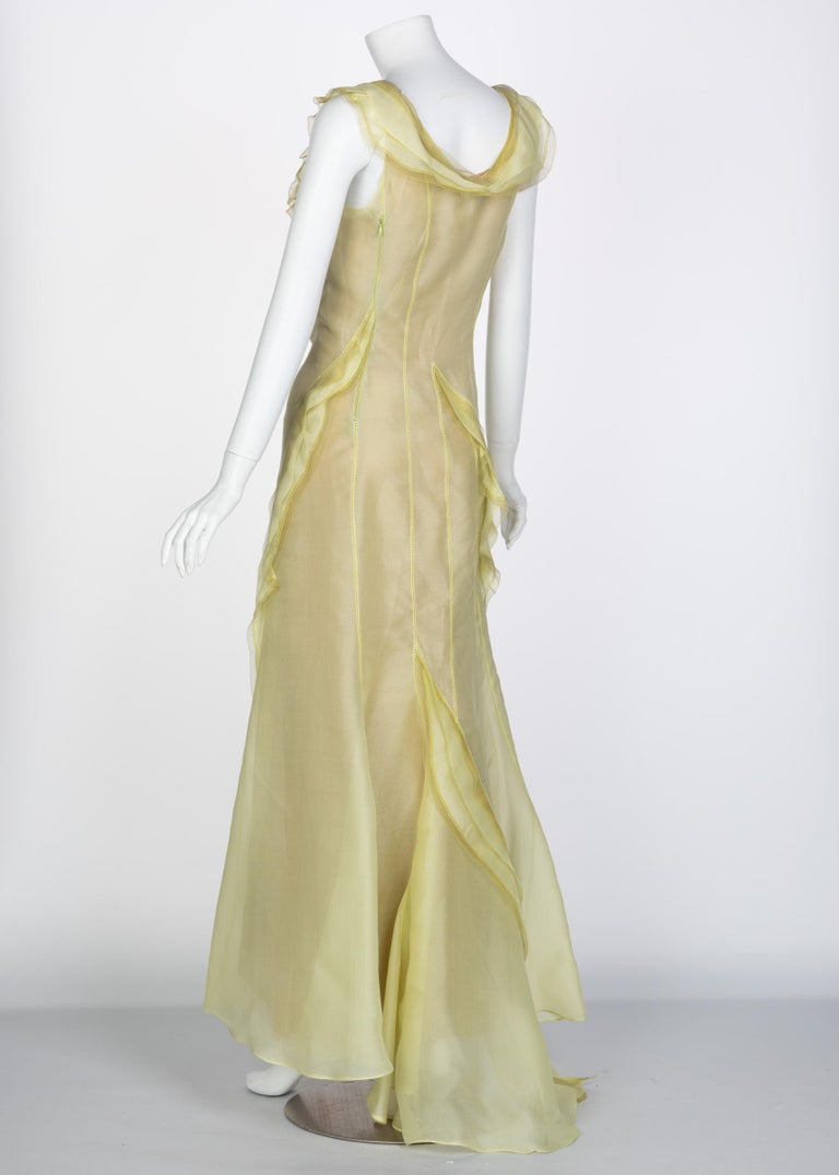 Nina Ricci Yellow Silk Organza Sleeveless Evening Dress, 2009