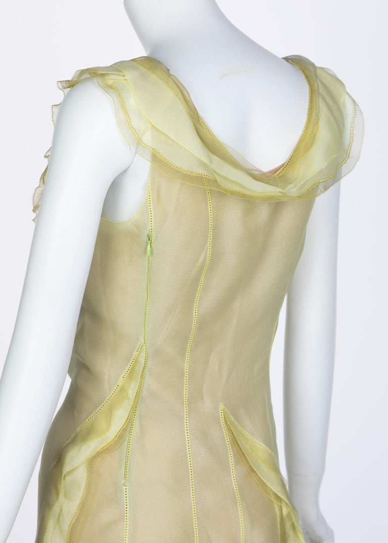 Nina Ricci Yellow Silk Organza Sleeveless Evening Dress, 2009