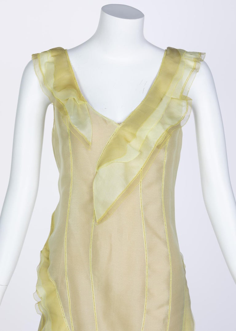 Nina Ricci Yellow Silk Organza Sleeveless Evening Dress, 2009