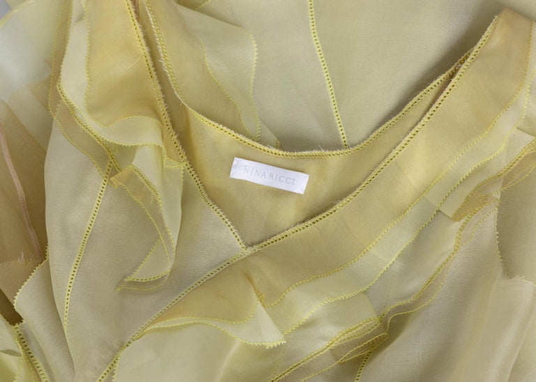 Nina Ricci Yellow Silk Organza Sleeveless Evening Dress, 2009
