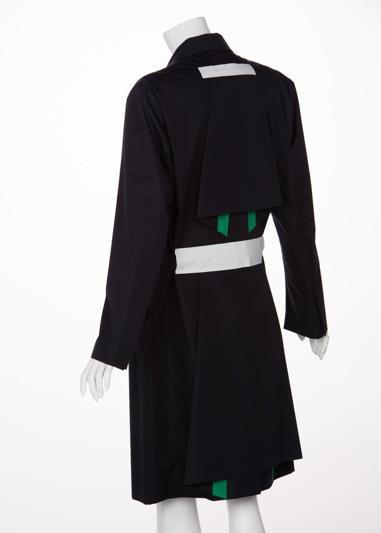 Jil Sander Midnight Navy Origami Colorblock Trench Coat