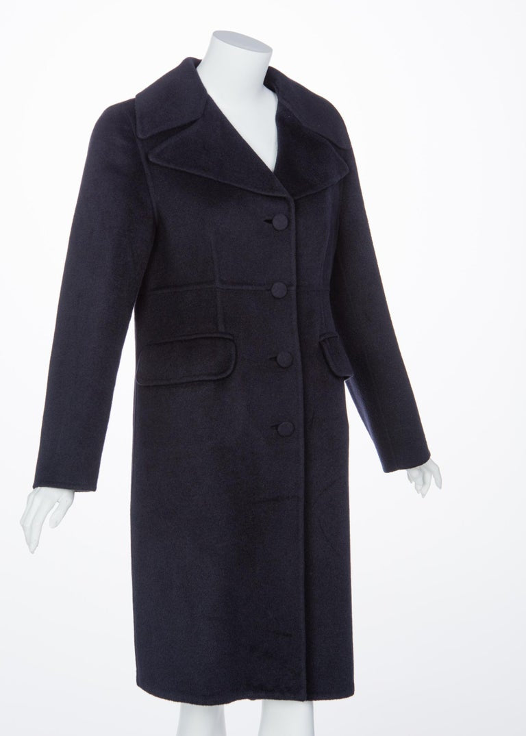 Marni Midnight Blue Wool Cashmere Angora Coat