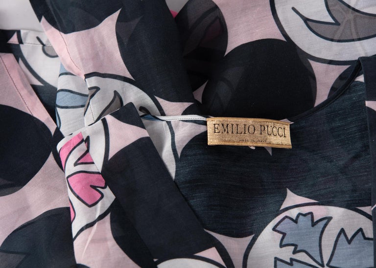 Emilio Pucci Signature Pink and Black Print Kaftan Tunic Top