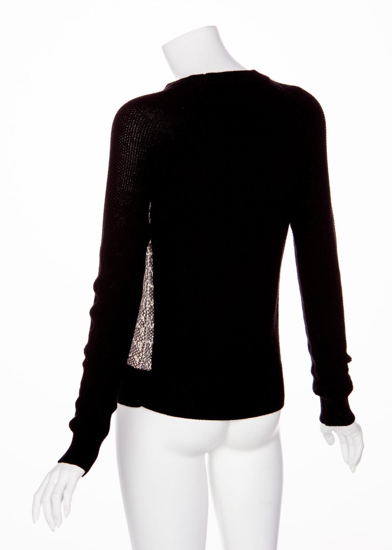 Jason Wu Black Wool Snakeskin Crew Neck Sweater, 2013