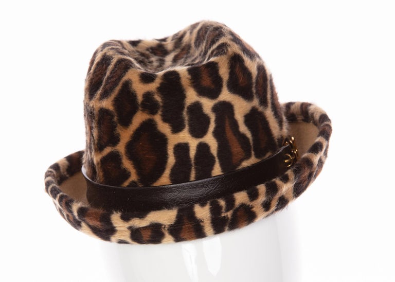 1970s Yves Saint Laurent Leopard Animal Print Hat YSL
