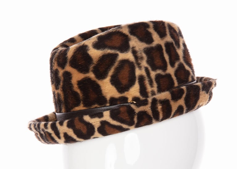 1970s Yves Saint Laurent Leopard Animal Print Hat YSL