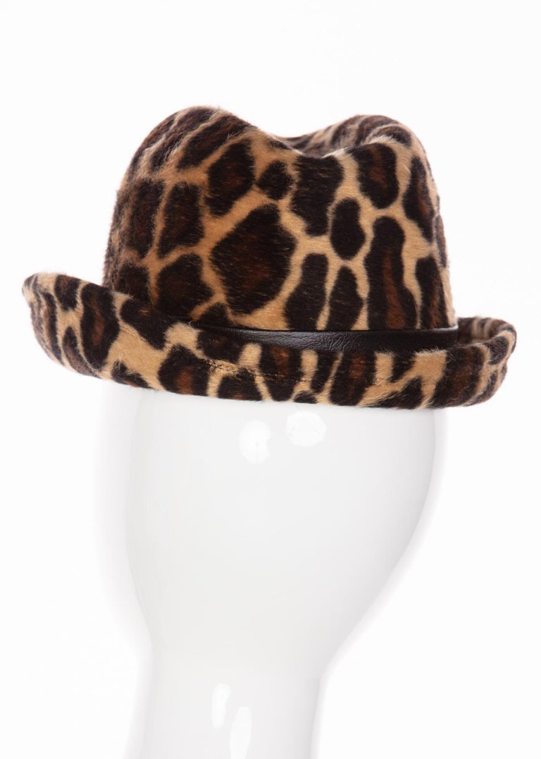 1970s Yves Saint Laurent Leopard Animal Print Hat YSL