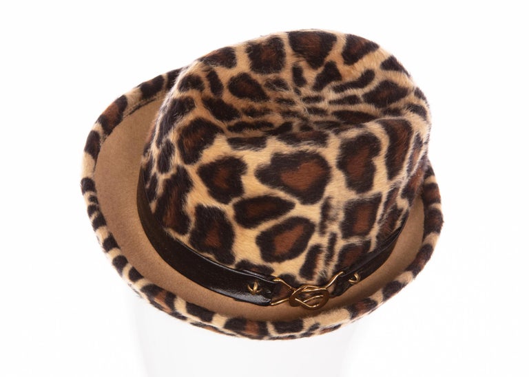 1970s Yves Saint Laurent Leopard Animal Print Hat YSL