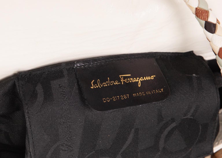 Salvatore Ferragamo Gancini Multicolor Woven Shoulder Bag