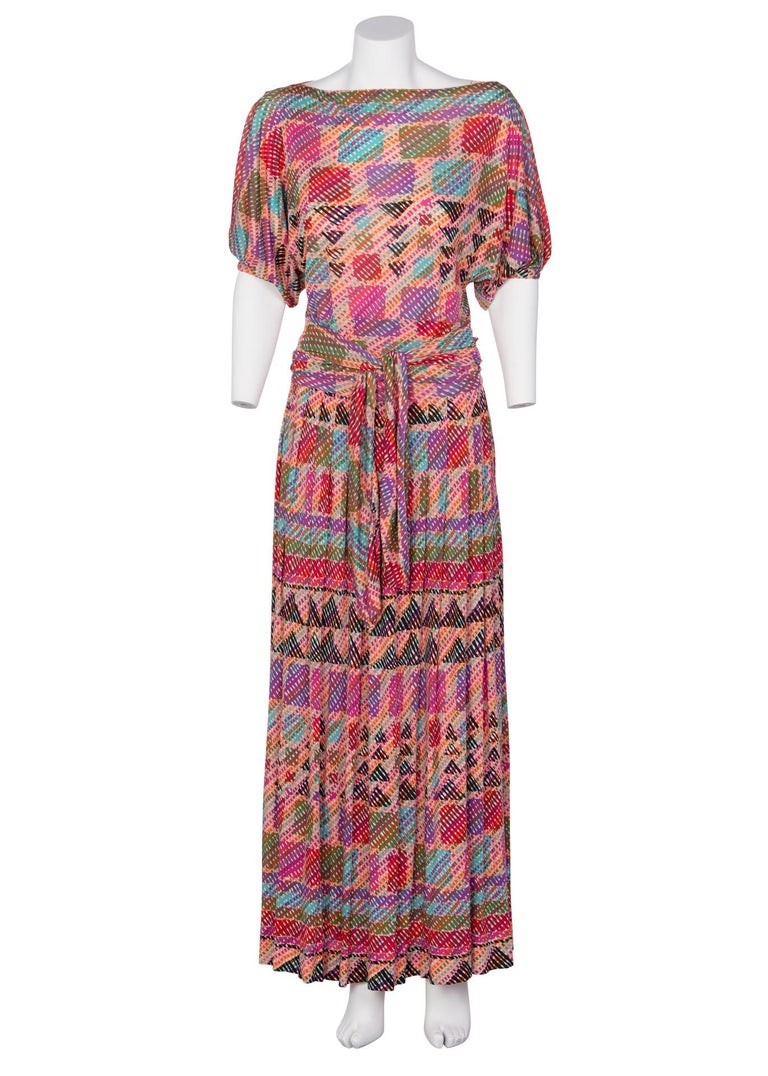 1970s Missoni Multicolored Silk Jersey Maxi Skirt Set