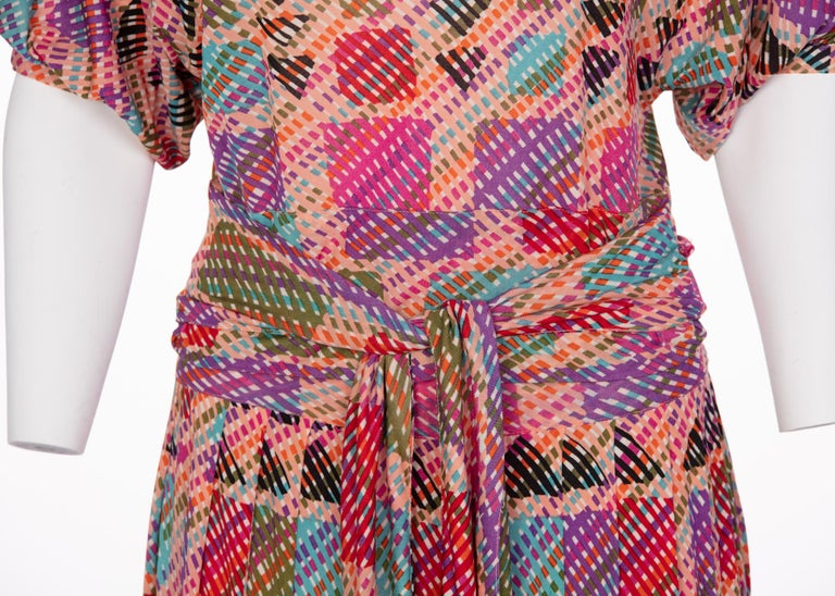 1970s Missoni Multicolored Silk Jersey Maxi Skirt Set