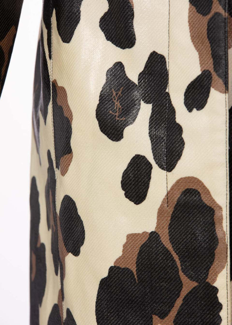 Yves Saint Laurent YSL Animal Print Belted Trench Coat