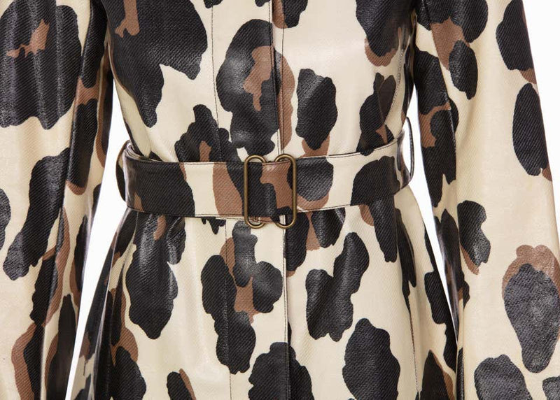Yves Saint Laurent YSL Animal Print Belted Trench Coat