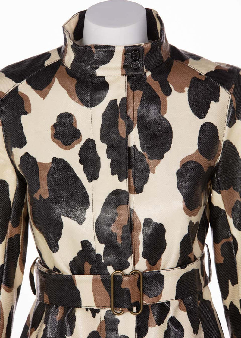 Yves Saint Laurent YSL Animal Print Belted Trench Coat