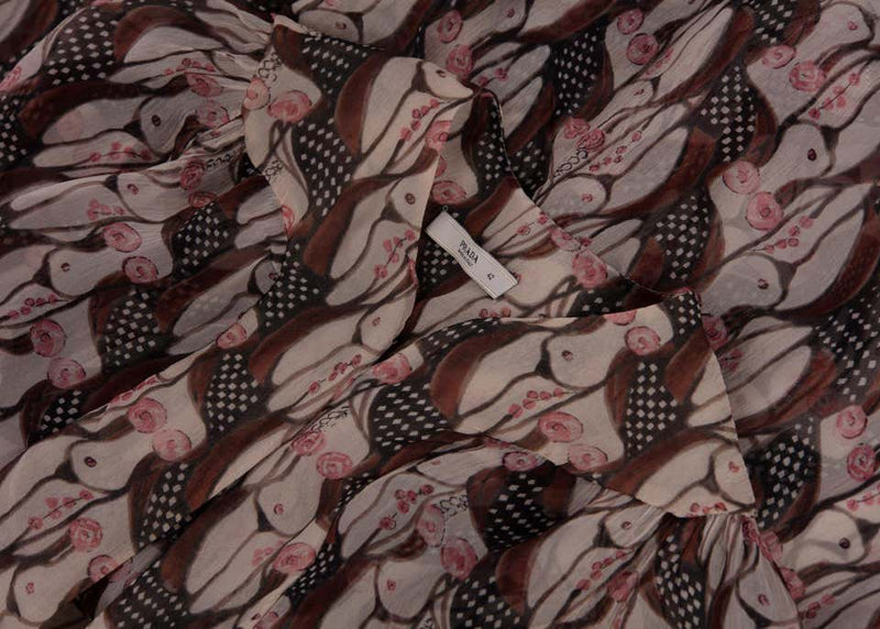 Prada "Naked Lady" Print Plunge Neck Silk Blouse Sex and The City, 2001