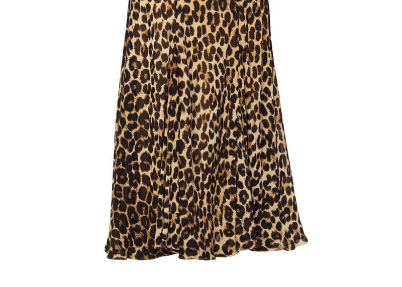 John Galliano Animal Leopard Print Silk Maxi Skirt