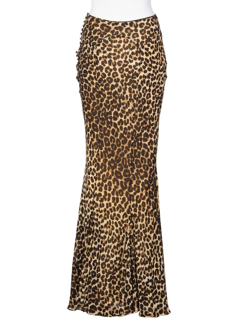 Silk leopard maxi skirt clearance