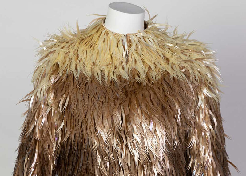 Chloé Stella McCartney Metallic Ombré Plastic Vegan Feather Coat Runway F/W 2000
