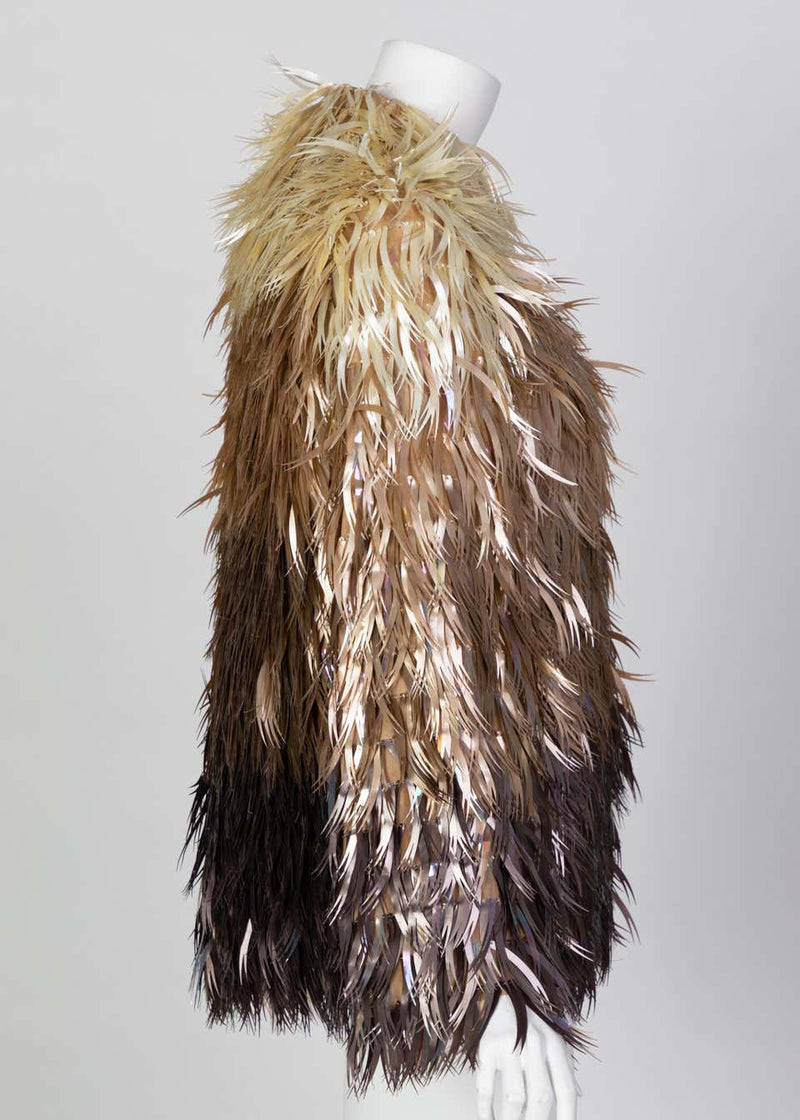 Chloé Stella McCartney Metallic Ombré Plastic Vegan Feather Coat Runway F/W 2000